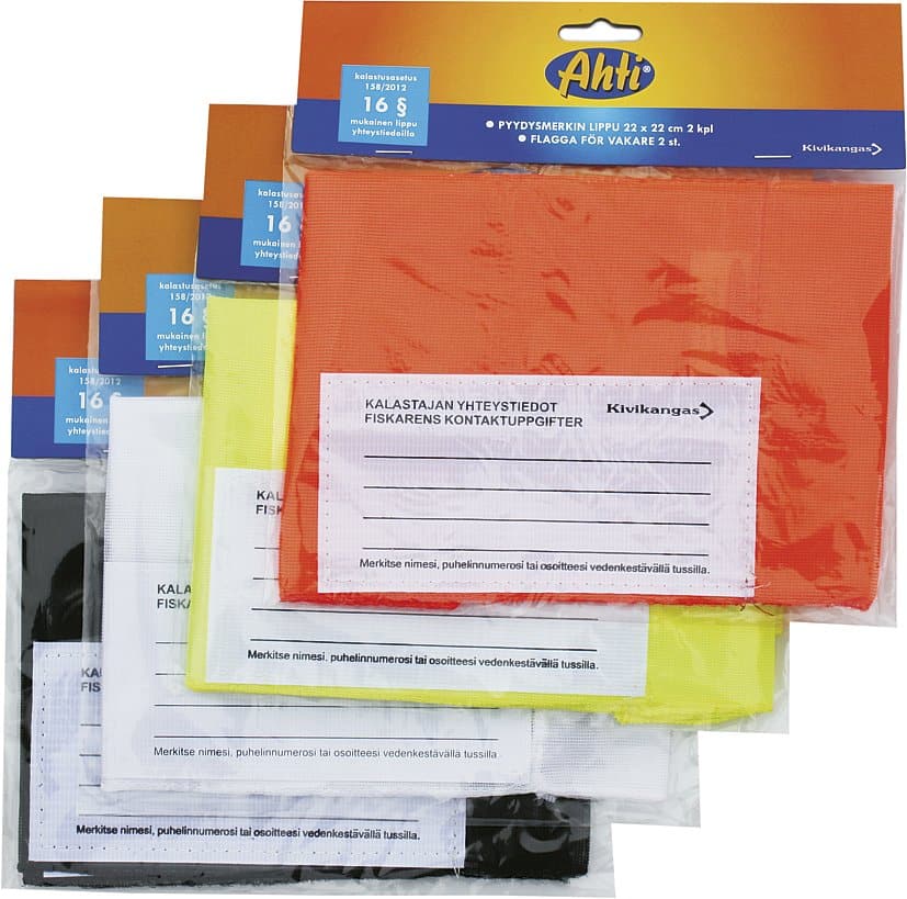 Flagga orange flour 22x22cm för flaggboj, nätvakare 2-pack